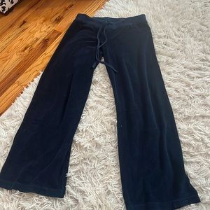 Navy blue hard tail terry wide leg sweats